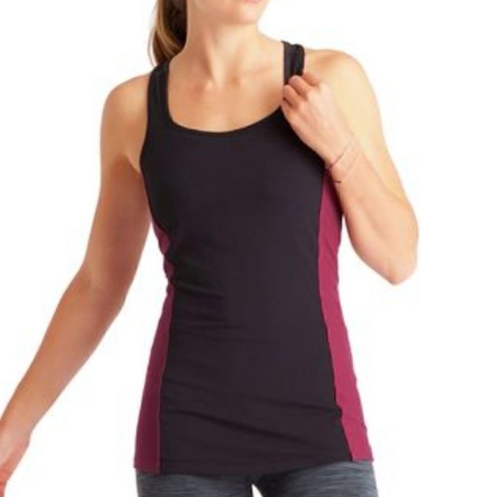 Lucy Black color block racerback tank top S